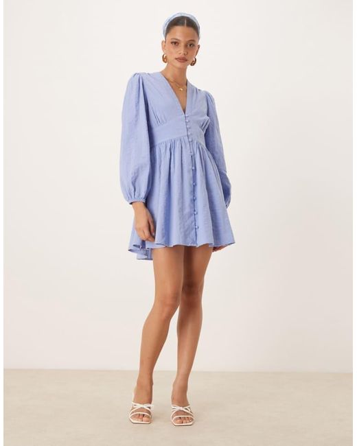 Nobody's Child Blue Starlight Long Sleeve Mini Dress