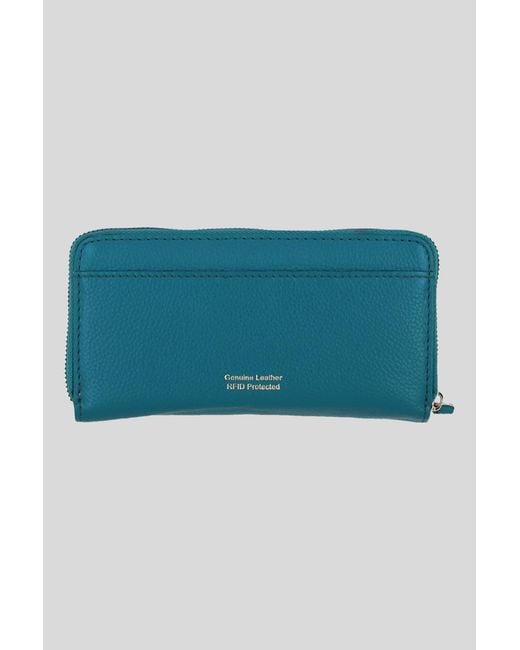 Ashwood Leather Blue Multi-Pocket Zip Around Wallet And Purse