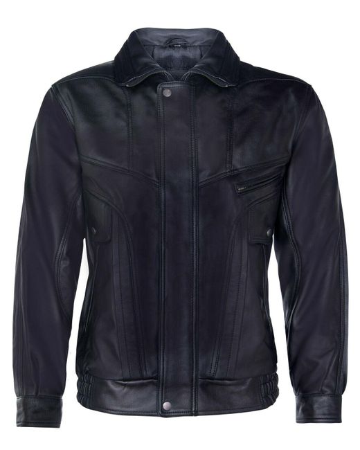 Infinity Leather Blue Nappa Bluson Tailored Bomber Jacket for men