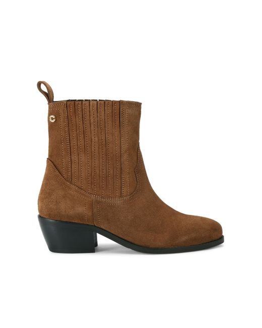 Carvela Kurt Geiger Brown Ankle Boot Western Camel Suede Dolly