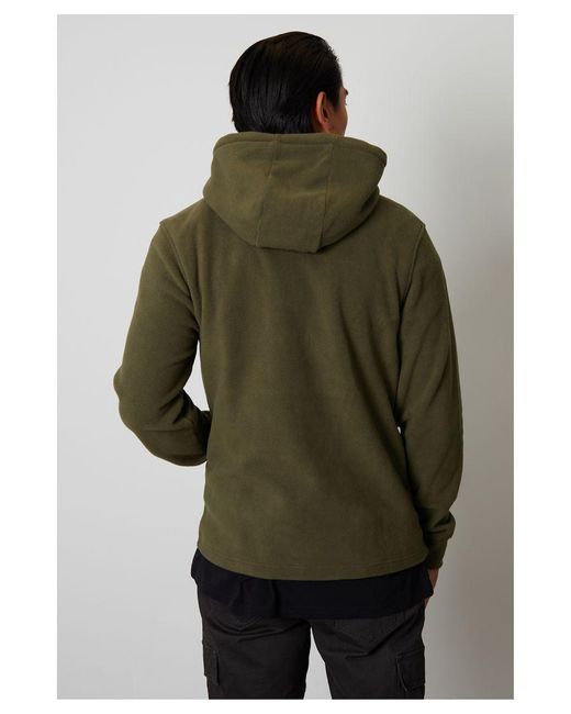 Threadbare Green 'Rueben' Micro Fleece Zip Through Hoodie for men