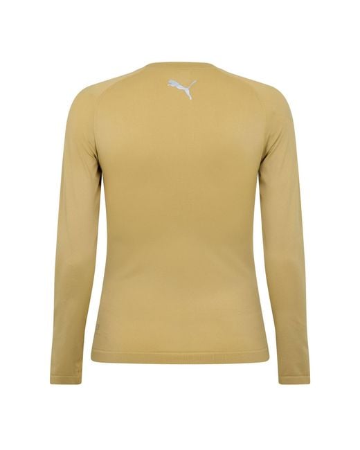 PUMA Yellow Bodywear Roundneck Ls Shirt for men