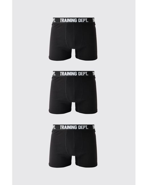 BoohooMAN Black Training Dept Cotton Boxers 3 Pack for men