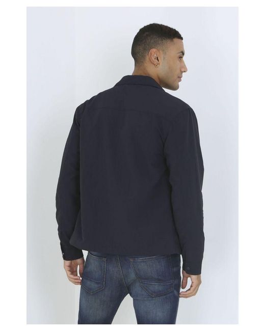 Brave Soul Blue 'Pearson' Lightweight Shacket Polyamide for men