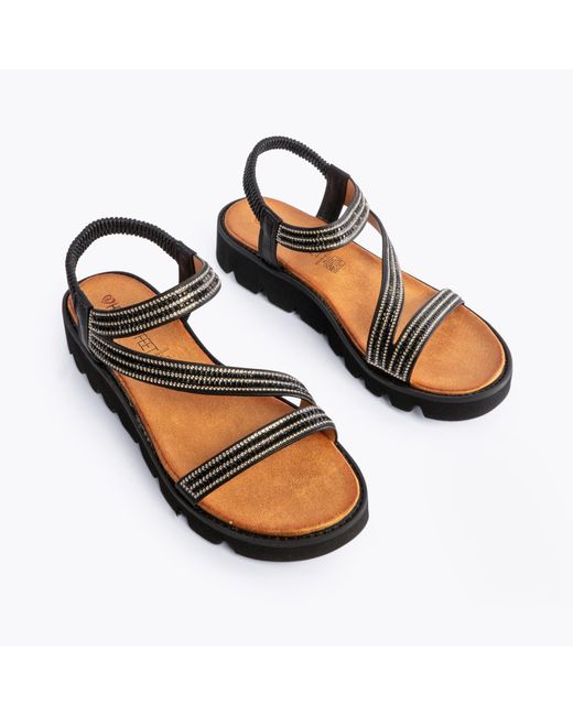 Heavenly Feet Brown Fresco Sandals Rubber
