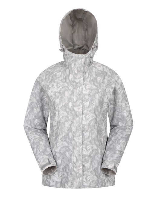 Mountain Warehouse Gray 'Torrent' Printed Jacket With Adjustable Hood Waterproof Coat Polyamide