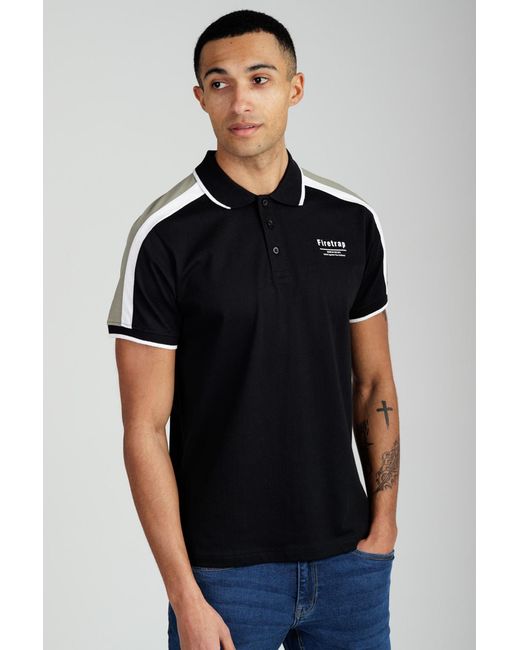 Firetrap Black Regular Fit Cotton Jersey Button Polo for men