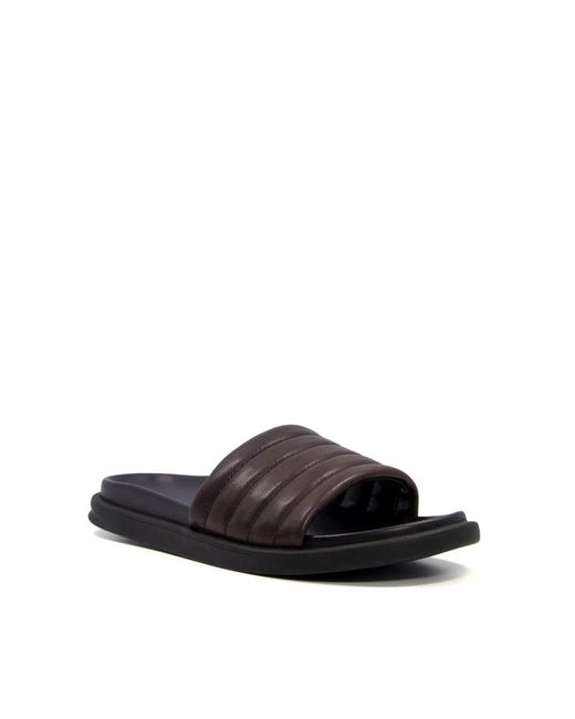 Dune Brown Image Quilted Leather Sliders for men