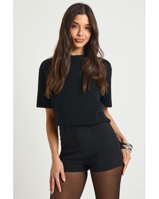 Boohoo Black Bengaline Mini Short
