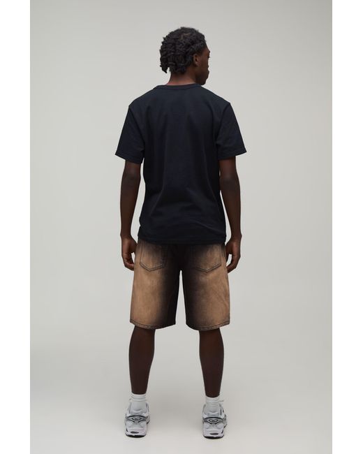 BoohooMAN Black Relaxed Rigid Washed Denim Shorts for men