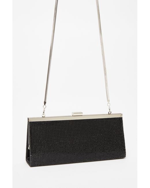 Quiz White Diamante Clutch Bag