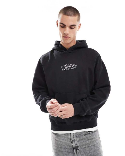 Only & Sons Blue Oversized Hoodie With Sanctuary Back Print for men