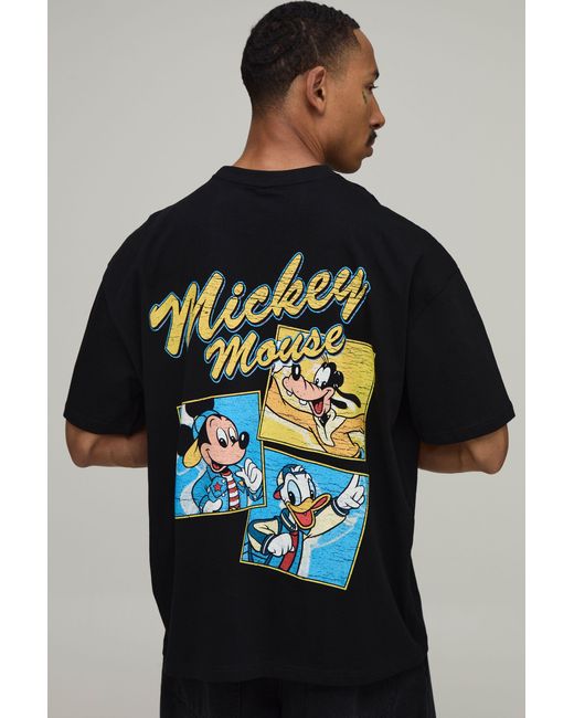 BoohooMAN Black Oversized Mickey Mouse License Print T-Shirt for men
