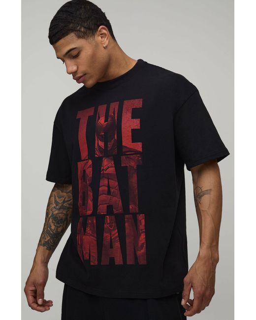 BoohooMAN Black The Batman Oversized License Print T-Shirt for men