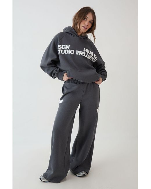 DSGN Studio Blue Health And Wellness Printed Hooded Tracksuit