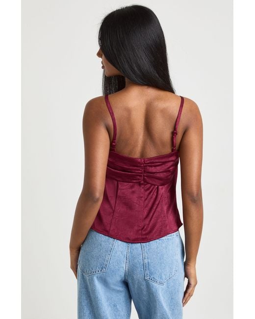 Boohoo Textured Satin Ruched Cami Top