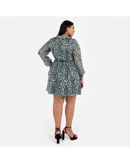 Lovedrobe Blue Mini Long Sleeve Shirt Dress