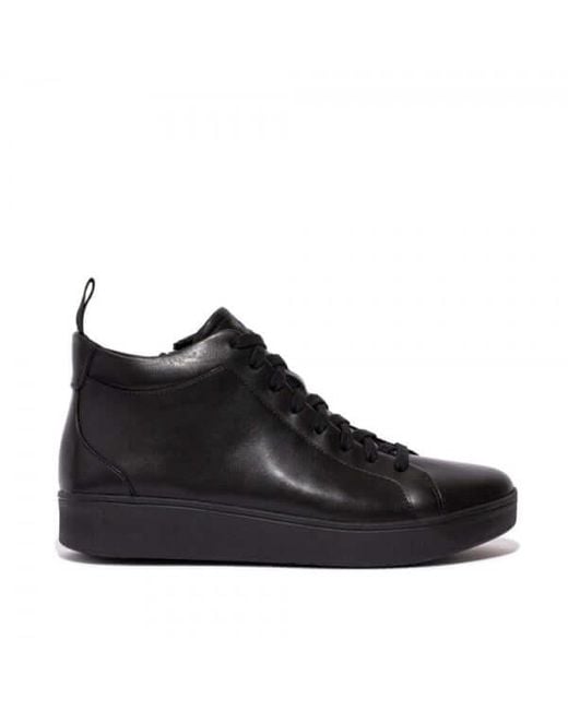 Fitflop Black Rally Leather High-Top Ladies Trainers
