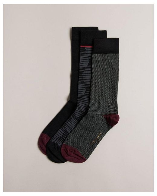 Ted Baker Black Hoptoit Three Pack Of Socks for men