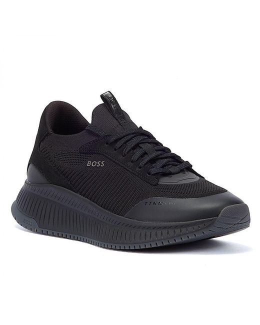 Boss Black Boss Titanium Evo Sock Trainers With Knitted Upper And Fishbone Sole for men