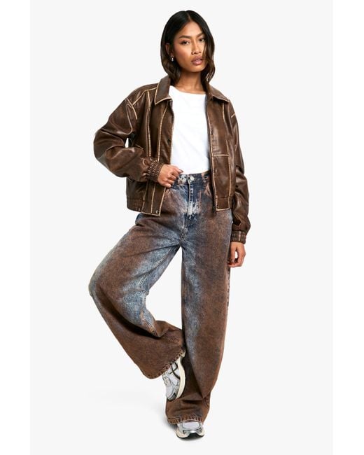 Boohoo Orange Rust Tint Wide Leg Denim Jeans