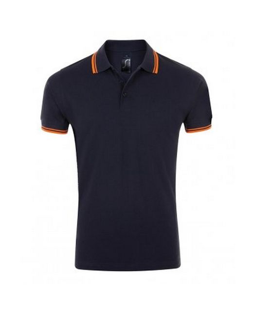 Sol's Blue Pasadena Tipped Short Sleeve Pique Polo Shirt (French/Neon) for men