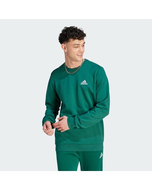 Adidas Green Essentials Fleece Sweatshirt for men