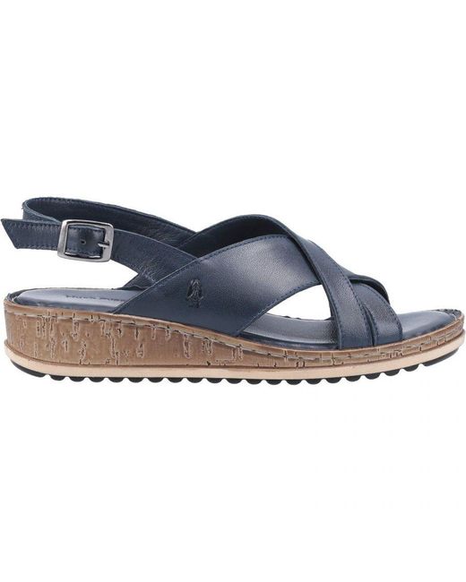 Hush Puppies Blue Ladies Elena Leather Wedge Sandal