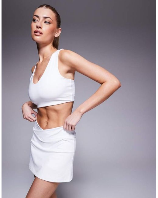 4505 Gray Wrap Waist Tennis Skirt With Under Short And Phone Pocket