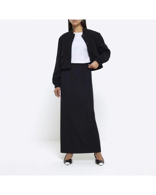 River Island Blue Maxi Skirt Belted