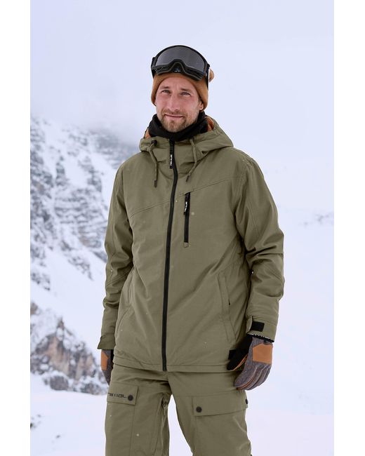 Mountain Warehouse Green 'Laxx' Logo Ski Jacket With Chin Guard Waterproof Winter Coat for men