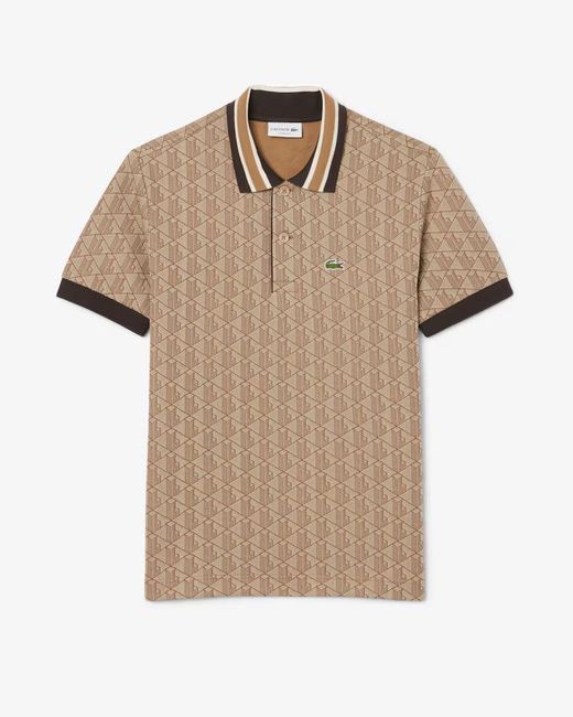 Lacoste Natural Monogram Polo- Cotton for men
