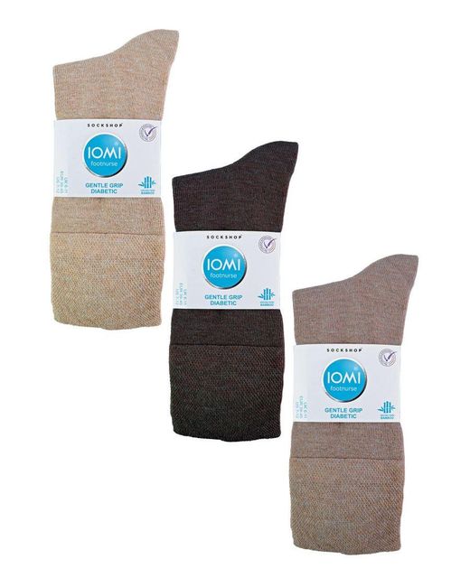 IOMI Brown 6 Pack Diabetic Bamboo Socks for men