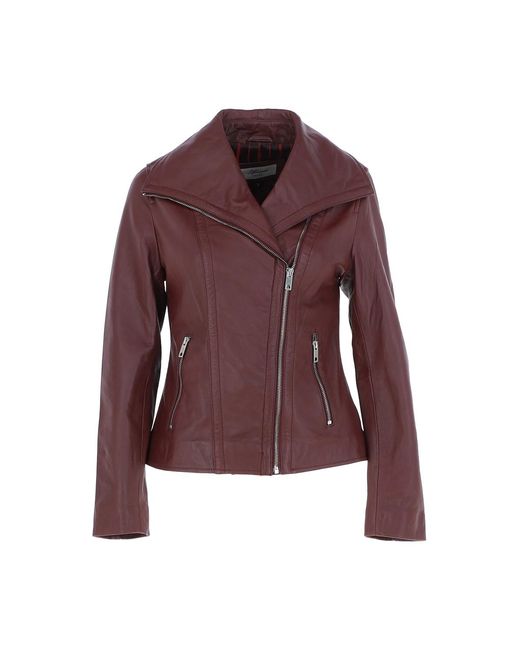 Ashwood Leather Purple 'Isabella' Real Wide Collar Biker Jacket