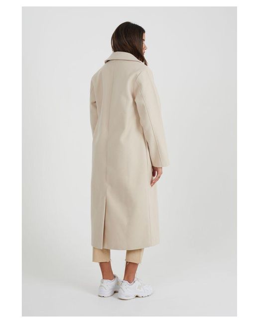 Brave Soul Natural 'Annabell' Double Breasted Faux Wool Longline Coat