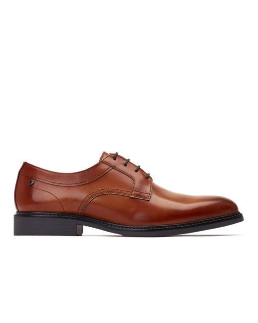 Base London Brown Drake Waxy Leather Shoes for men