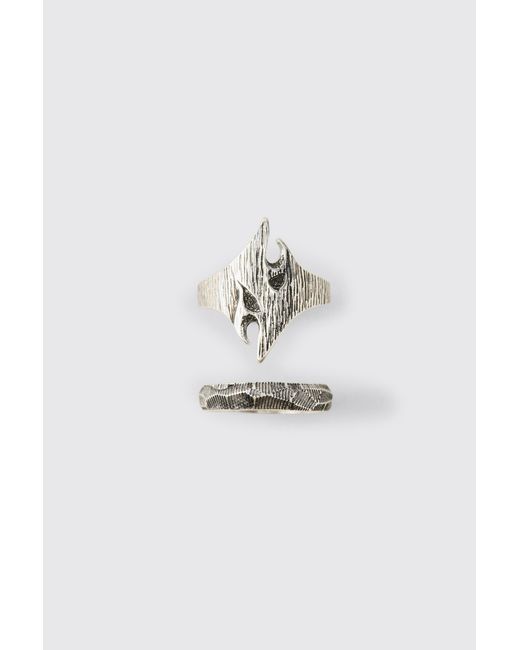 BoohooMAN Metallic 2 Pack Gothic Rings for men