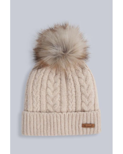Mountain Warehouse Natural 'Becky' Hat Faux Fur Pom Pom Warm Cosy Beanie