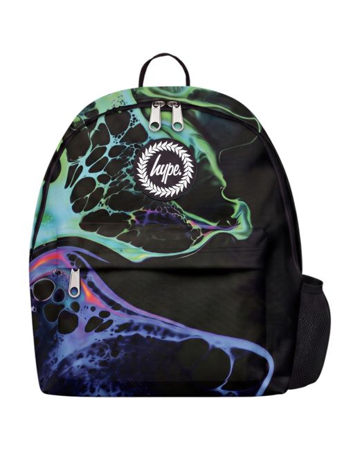 Hype Black Backpack Marble Ink Zip Fastening Multi