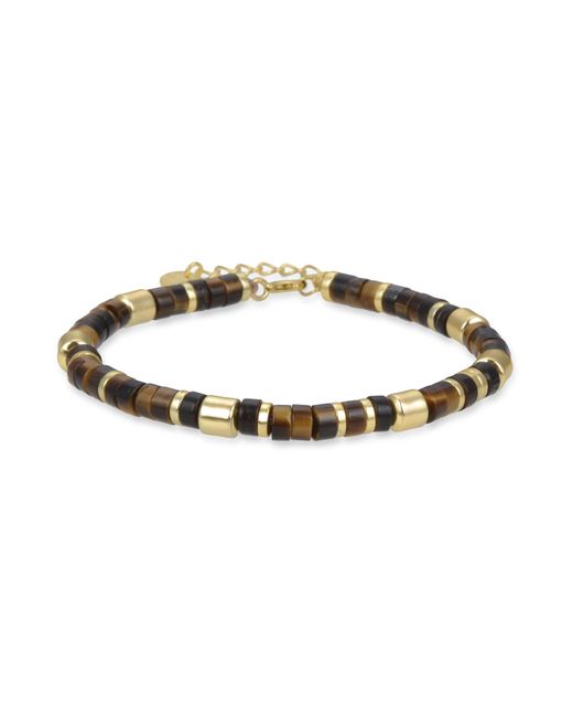Luxenter Sterling Zilveren 925 Armband Met Tijgeroog Afgewerkt In 18k Geel Goud in het Metallic