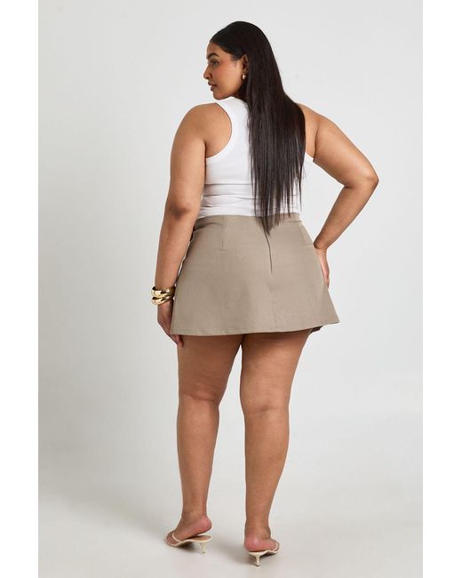Boohoo Natural Plus Crepe Wrap Pleated Skort