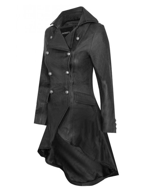 Infinity Leather Black Gothic Victorian Coat-Accra
