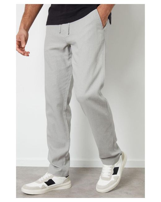Threadbare Gray Light 'Annual' Linen Blend Casual Trousers for men