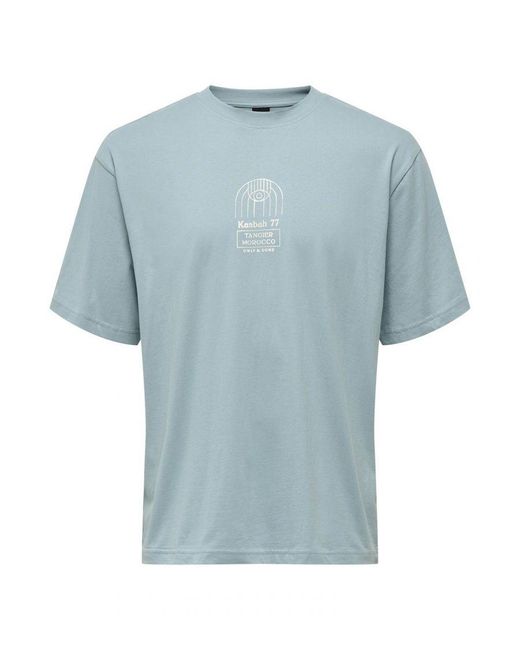 Only & Sons T-shirt in het Blue voor heren
