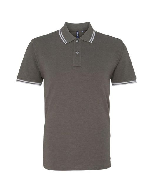 Asquith & Fox Gray Classic Fit Tipped Polo Shirt (Charcoal/ for men
