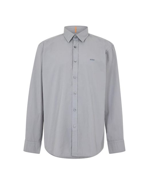Boss Gray Relegant 6 M Plain Long Sleeve Shirt for men