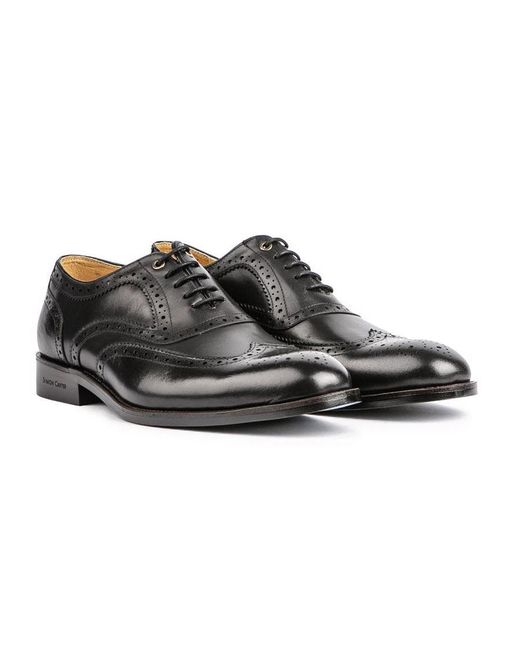 Simon Carter Black Barn Owl Brogue Shoes for men