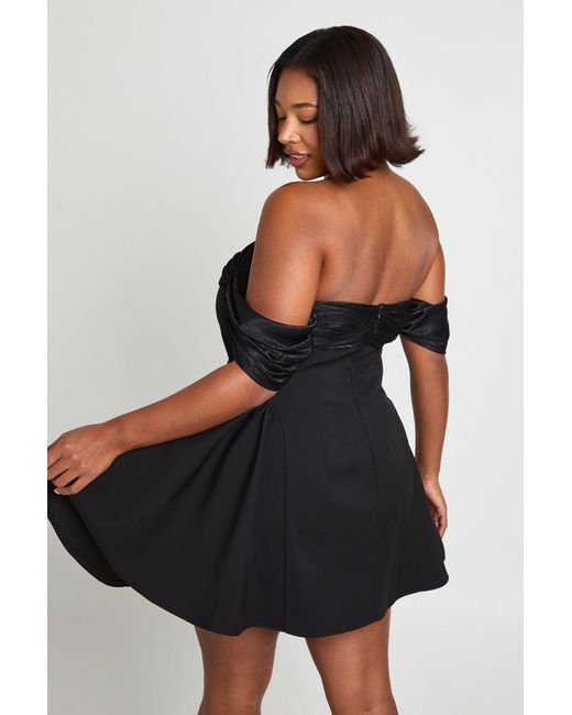 Boohoo Black Plus Velvet Bardot Mini Dress