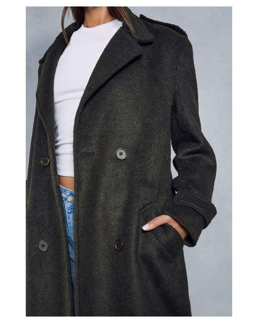 MissPap Blue Oversized Utility Wool Look Trench Coat