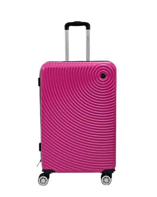 Infinity Leather Pink Hard Shell Cabin Suitcase 8 Wheel Luggage Case Travel Bag